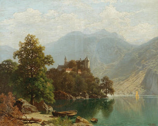 Alpine Lake Scene Painting - Theodor Nocken — artwork view
