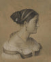 Bust of a young Roman woman in profile to the right with a pearl necklace around her neck - Theodor Pelissier — artwork view