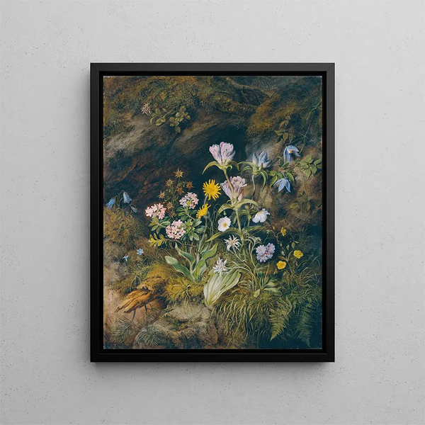 Alpine flora painting - Theodor Petter — framed artwork on a wall