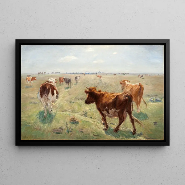 Cows grazing - Theodor Philipsen — framed artwork on a wall