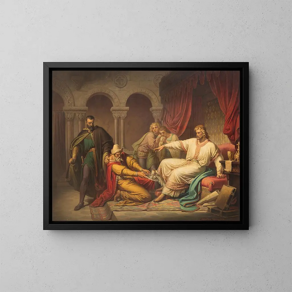 Attempted Murder by Poisoning of Edward III - Theodor Pixis — framed artwork on a wall