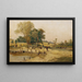 Landscape painting of a Hungarian scene with a watering trough - Theodor von Hermann — framed artwork on a wall