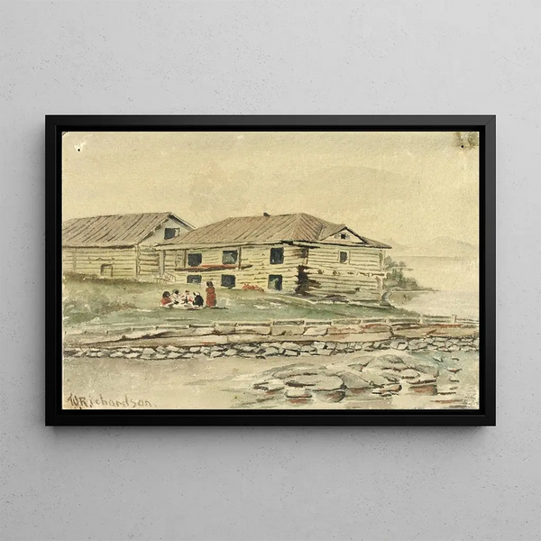 Buildings in Ruins Alaska 1884 - Theodore J. Richardson — framed artwork on a wall