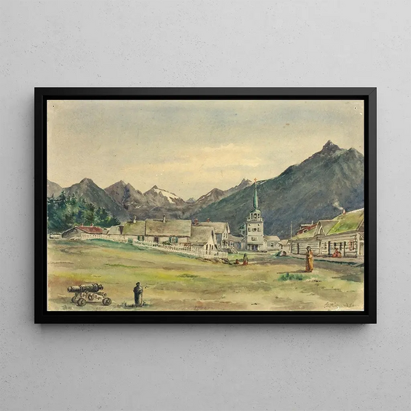 Rue Lincoln Sitka 1887 - Theodore J. Richardson — framed artwork on a wall
