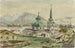 the Rear View of the Greek Church in Sitka 1888 - Theodore J. Richardson — artwork view