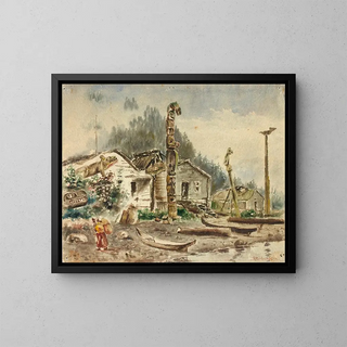 View of Wrangell, Alaska, in 1884 - Theodore J. Richardson — framed artwork on a wall