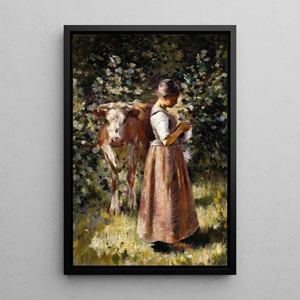 La vachère - Theodore Robinson — framed artwork on a wall