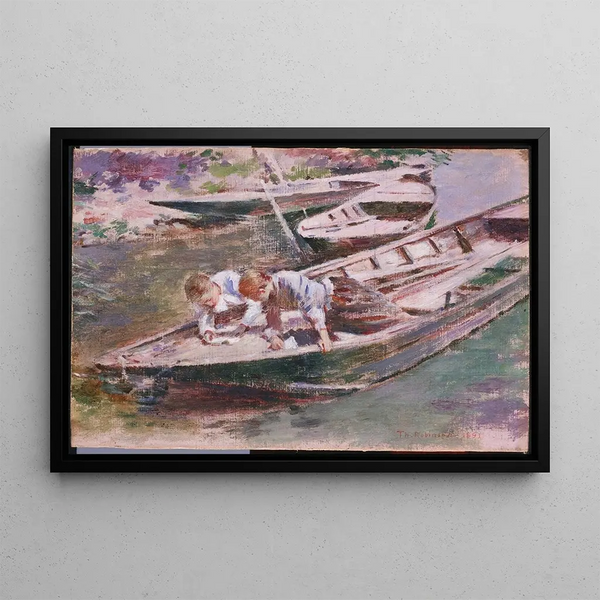 Two in a Boat - Theodore Robinson — framed artwork on a wall
