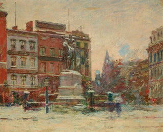 Washington Monument at Union Square in winter - Theodore Robinson — artwork view
