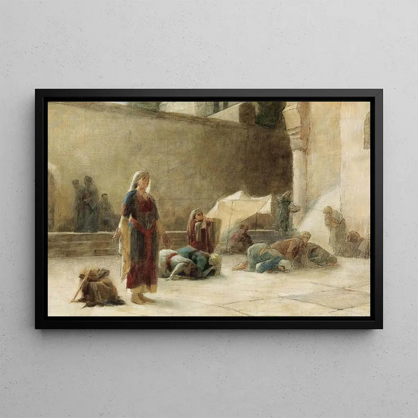 The Courtyard of the Holy Sepulchre in Jerusalem - Theodoros Ralli — framed artwork on a wall