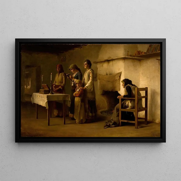 Prayer before communion at Mégare - Theodoros Ralli — framed artwork on a wall