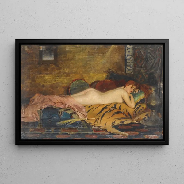 Nude reclining - Theodoros Ralli — framed artwork on a wall