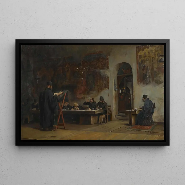 Refectory in a Greek monastery - Theodoros Ralli — framed artwork on a wall