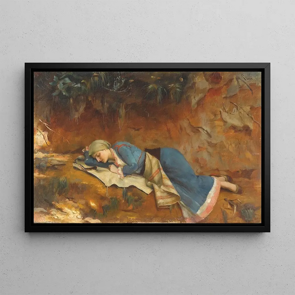 Young Greek girl at rest - Theodoros Ralli — framed artwork on a wall