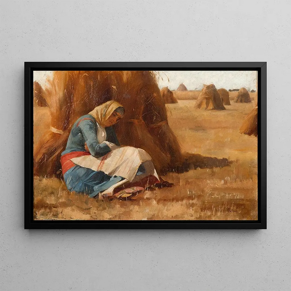 Resting near a haystack - Theodoros Ralli — framed artwork on a wall