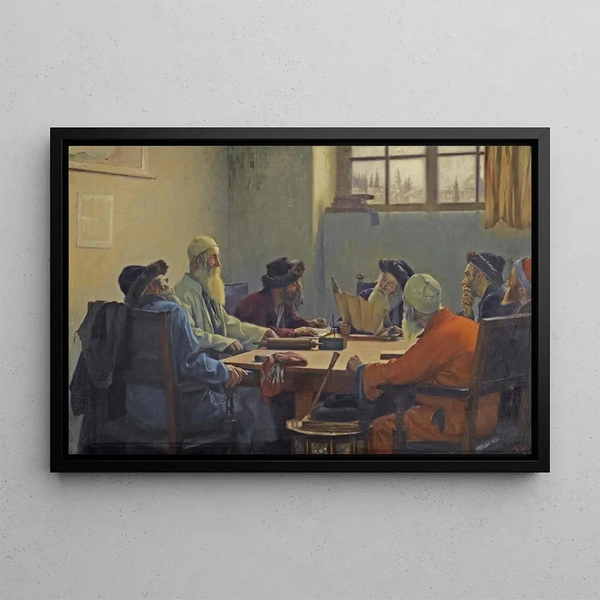 Les sept rabbins à Jérusalem - Theodoros Ralli — framed artwork on a wall