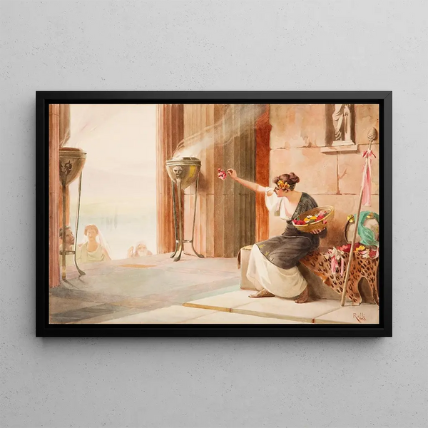 Flower Seller at the Parthenon - Theodoros Ralli — framed artwork on a wall