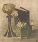 Nature morte with book, wine glass, and lantern plant in a ginger pot - Theodorus Antonius de Gruiter — artwork view