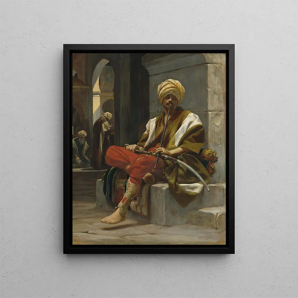 The Hookah Smoker - Théobald Chartran — framed artwork on a wall