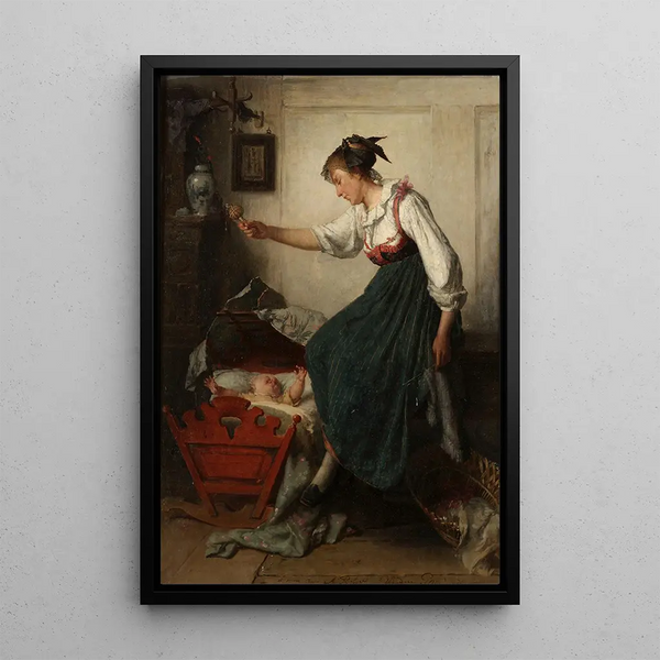 The new rattle - Théodore Gérard — framed artwork on a wall
