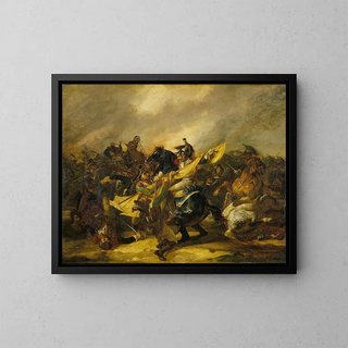 A charge of cuirassiers - Théodore Géricault — framed artwork on a wall