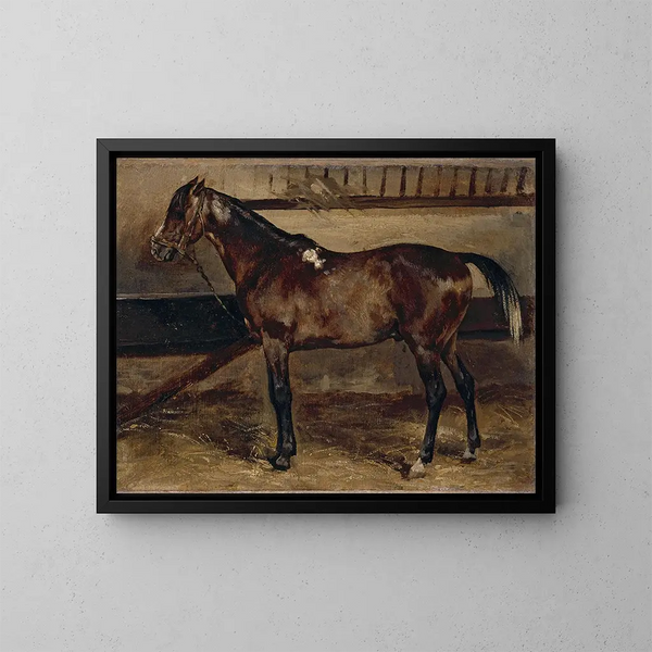 Brown Horse at the Stable - Théodore Géricault — framed artwork on a wall