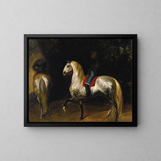 Horses with gray patches - Théodore Géricault — framed artwork on a wall