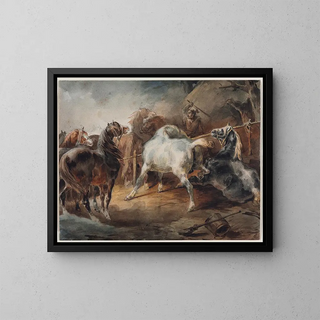 Horses of War - Théodore Géricault — framed artwork on a wall