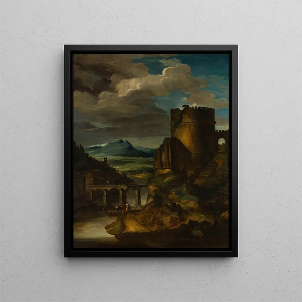 Italian landscape painting at the tomb - Théodore Géricault — framed artwork on a wall