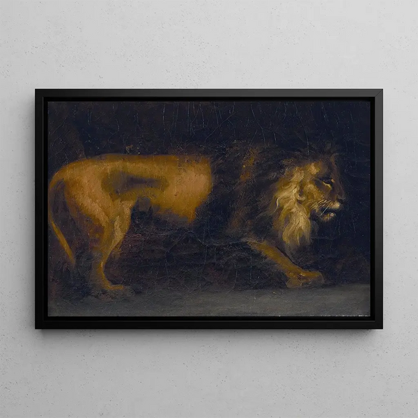 Study of a Lion - Théodore Géricault — framed artwork on a wall