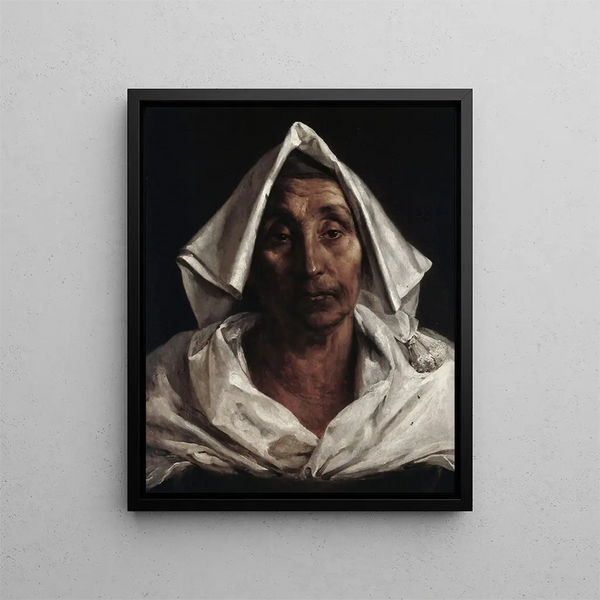 La vieille femme italienne - Théodore Géricault — framed artwork on a wall