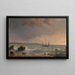 Ambiance du soir sur un paysage marin avec voiliers - Théodore Gudin — framed artwork on a wall