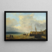 Fishermen on the harbor wall at low tide - Théodore Gudin — framed artwork on a wall