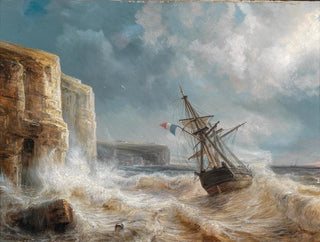 Stormy Seas near a Chalk Coast - Théodore Gudin — artwork view