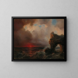 Storm at Sunset - Théodore Gudin — framed artwork on a wall