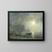 View of a rocky coast by moonlight - Théodore Gudin — framed artwork on a wall