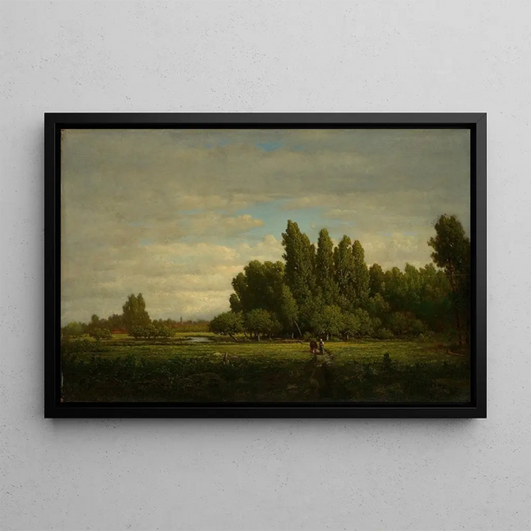 Un pré bordé d'arbres - Théodore Rousseau — framed artwork on a wall
