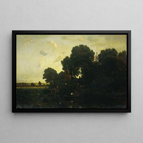 Twilight Painting - Théodore Rousseau — framed artwork on a wall