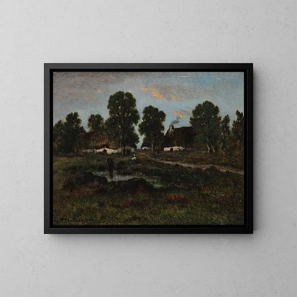 Cottages near Larchant - Théodore Rousseau — framed artwork on a wall