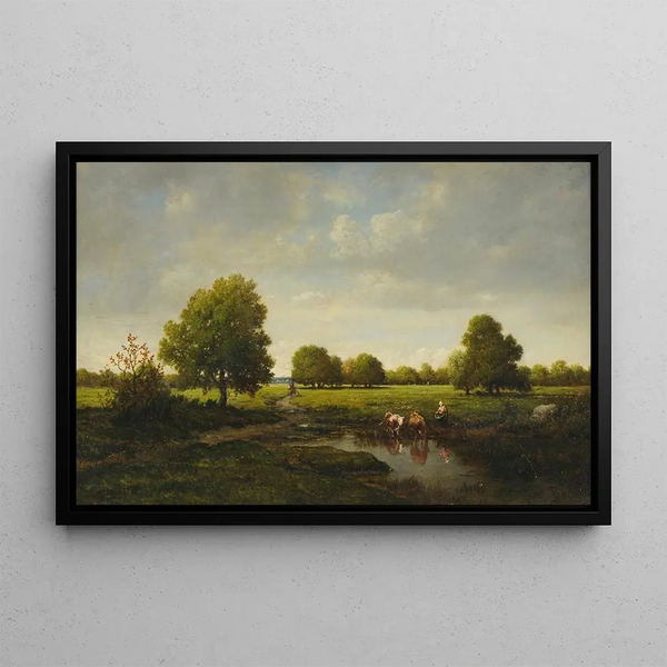L'Abreuvoir - Théodore Rousseau — framed artwork on a wall