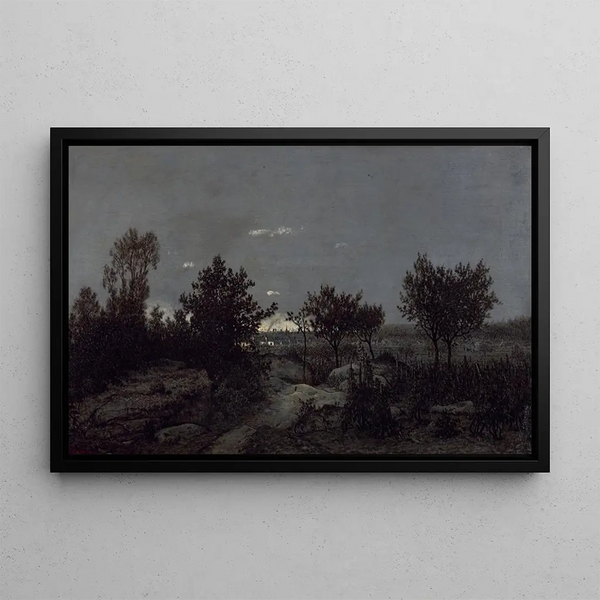 The Dawn Landscape - Théodore Rousseau — framed artwork on a wall