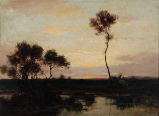 Landscape Lake Scene Painting - Théodore Rousseau — artwork view