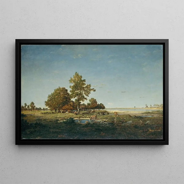 Landscape with a Bouquet of Trees - Théodore Rousseau — framed artwork on a wall