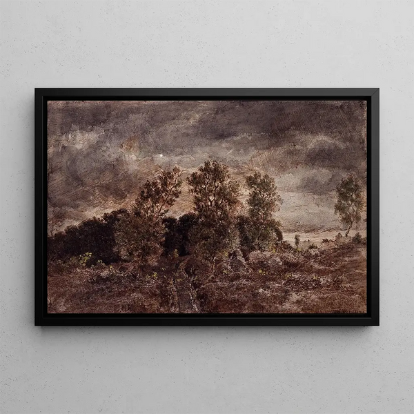 Landscape with Storms - Théodore Rousseau — framed artwork on a wall