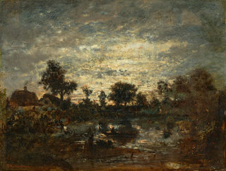 L'étang au coucher de soleil - Théodore Rousseau — artwork view