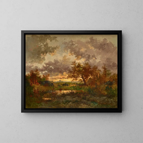 La cabane des charbonniers - Théodore Rousseau — framed artwork on a wall