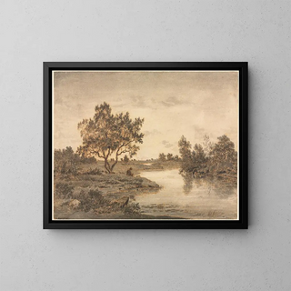 The Fisherman - Théodore Rousseau — framed artwork on a wall