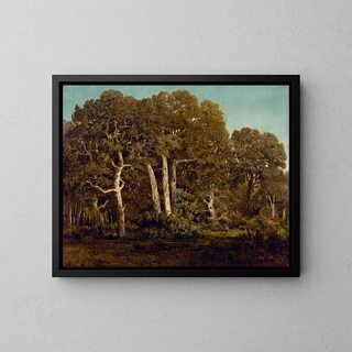 Les grands chênes de l'ancien BasBrau - Théodore Rousseau — framed artwork on a wall