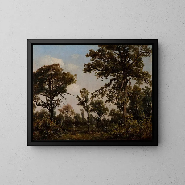 La grande forêt de chênes de Fontainebleau - Théodore Rousseau — framed artwork on a wall