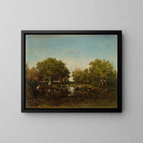 La mémoire de la piscine de la forêt de Chambord - Théodore Rousseau — framed artwork on a wall